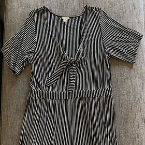 American Eagle Black & White Tie-Front Jumpsuit